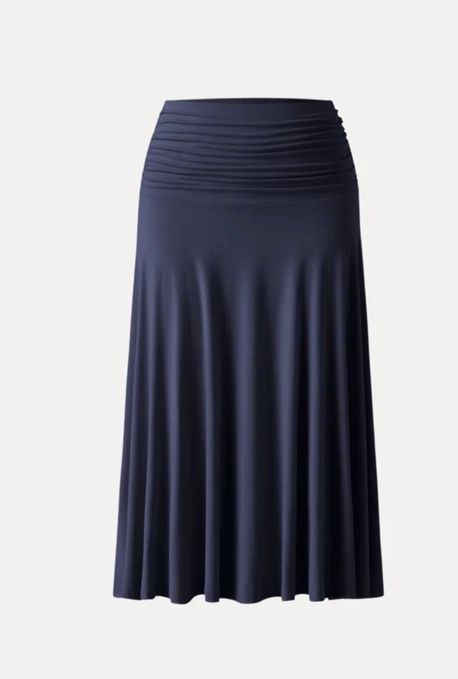 OGL Women Small Midnight Navy Stretch Modal Pleated Flowy Maxi Skirt New